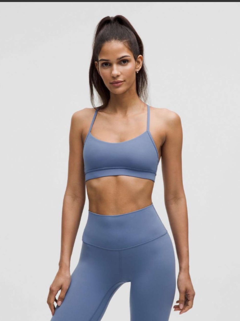 Lululemon Flow Y Bra Nulu Light Support, A–C Cups Washed Denim Sz 6 Yoga Pilates